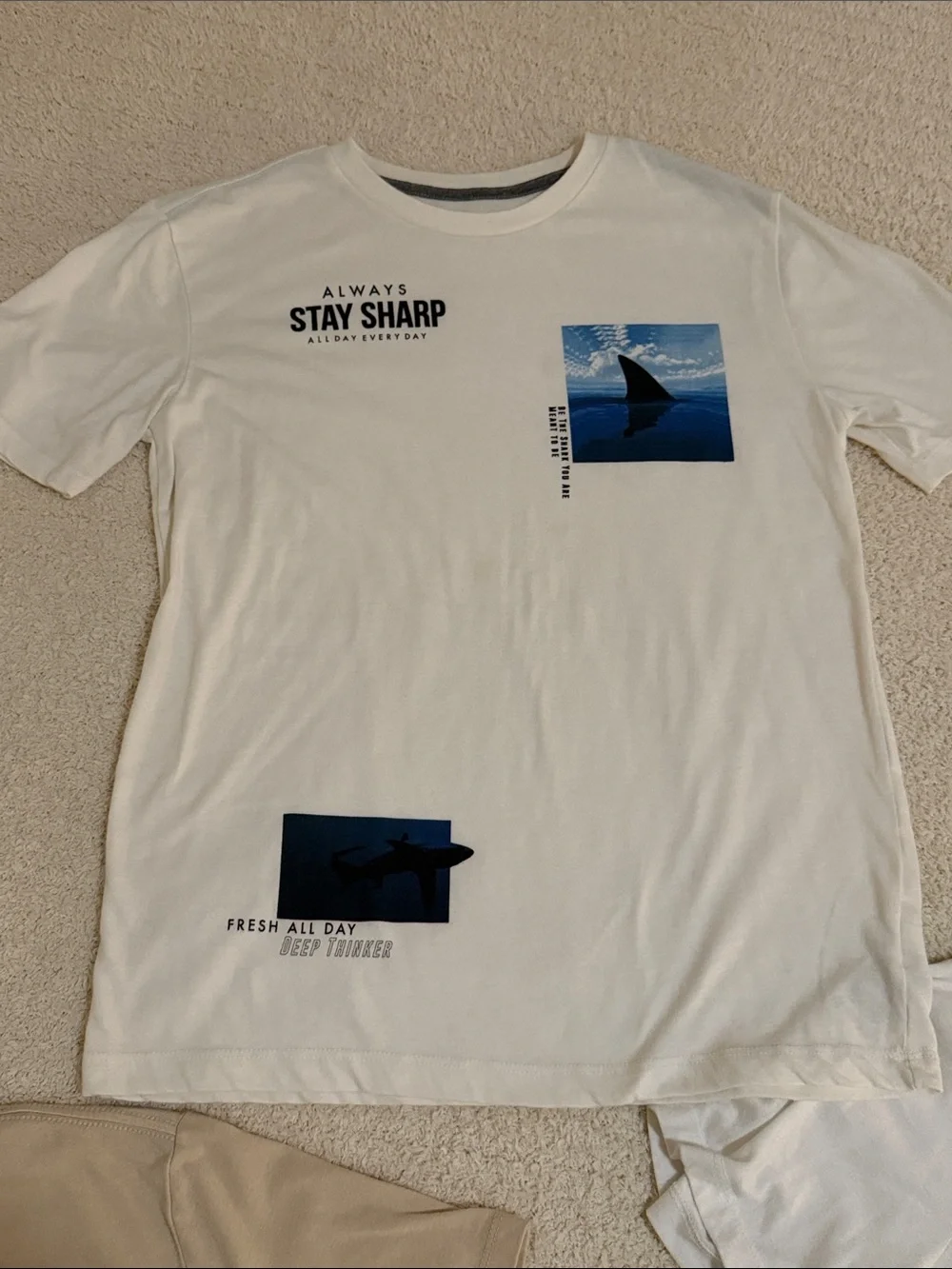Old Navy Beige Palm Graphic Tee with Orange Sun